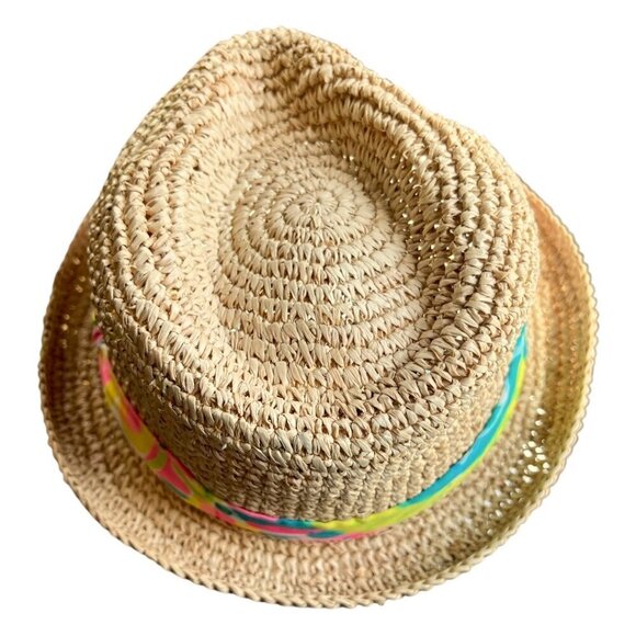 Lilly Pulitzer Poolside Fedora Hat Packable Raffia Straw Preppy Breathable - Picture 12 of 12